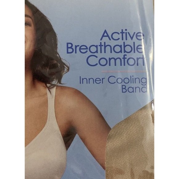 Playtex 18 Hour Womens Bra Size 42C Nude Wireless Cooling Band No Slip Strap - Picture 5 of 8